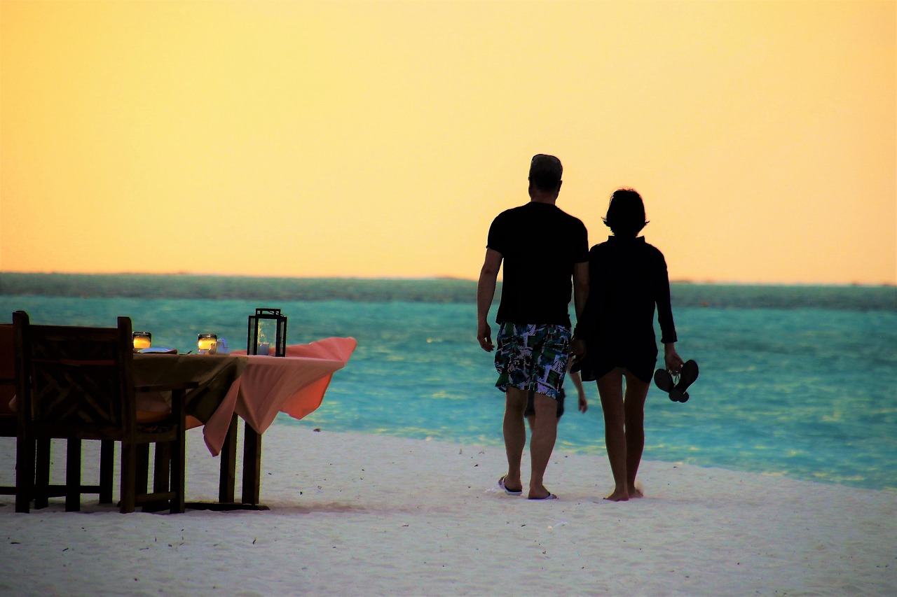 beach, sea, table